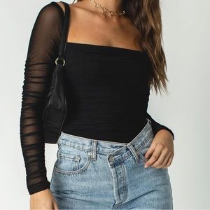 Sexy Mesh Black Bodysuit